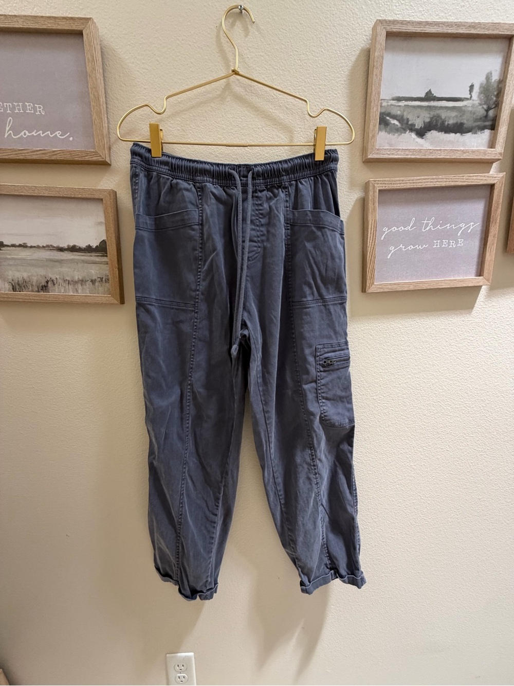 Nicole Miller Slate Gray Cargo Jogger Pants